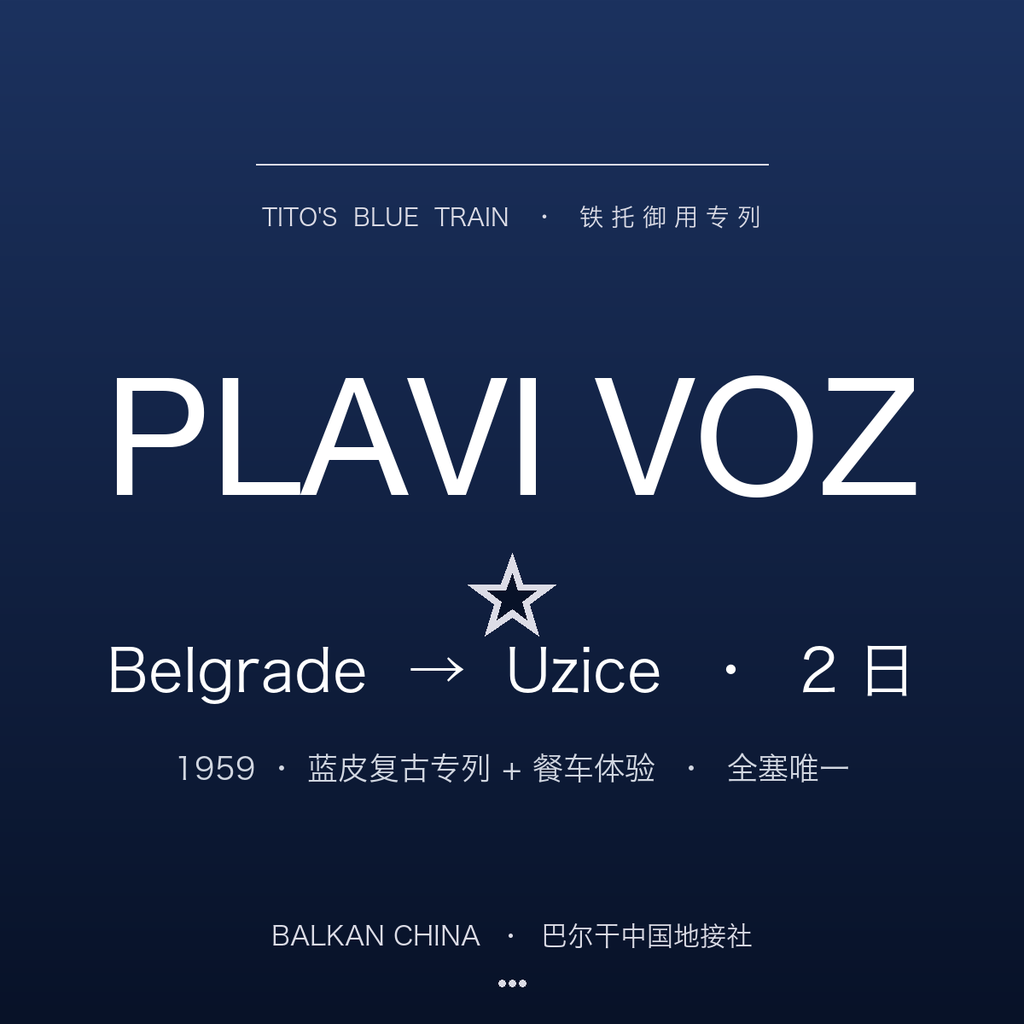 【铁托御用专列】Belgrade → Užice 蓝皮复古专列 2 日深度
